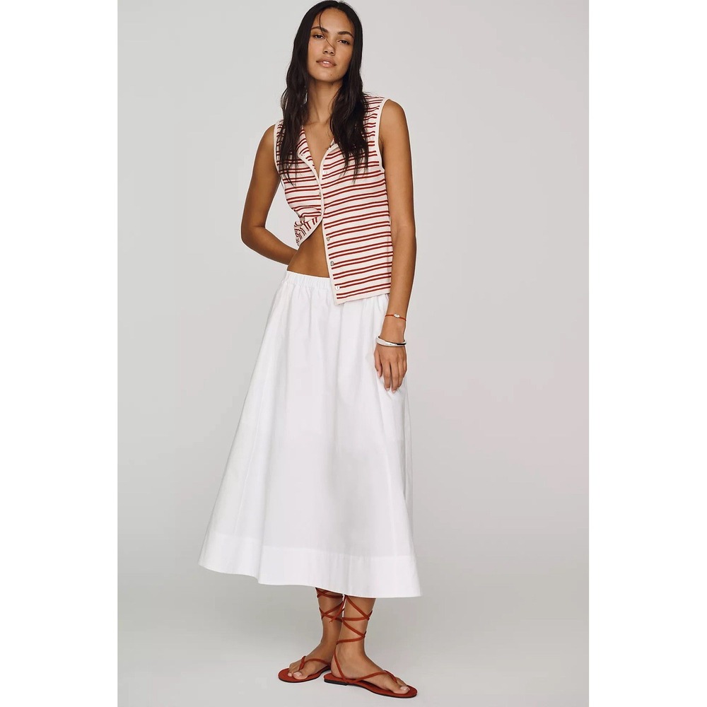Maeve 100% Cotton Pull-On Midi Skirt SIZE M